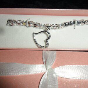 😎 3 for $10 SALE -New! Sparkling Chain With Rhinestone Heart Accent Anklet
